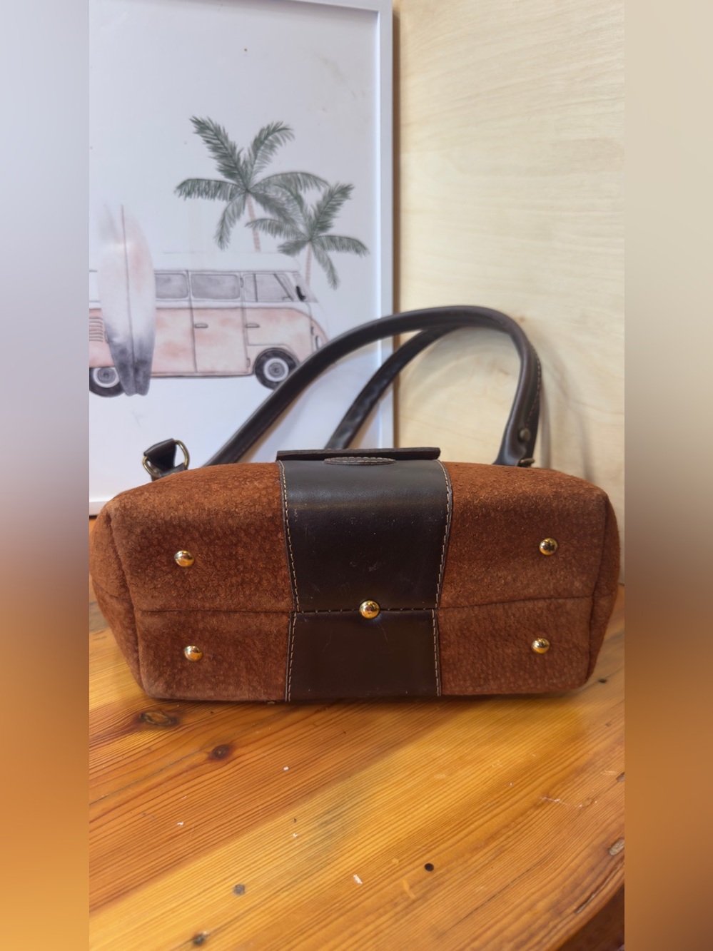 Chappai made Argentina Suede and Leather Trim Shoulder Bag in Brown - Picture 3 of 8